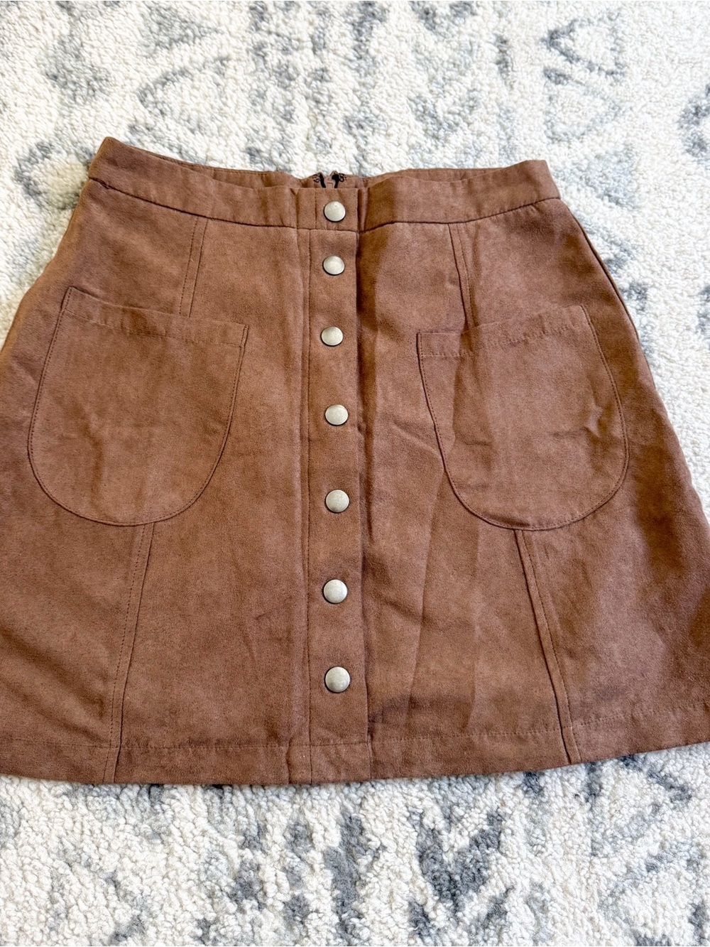 Love by Design Button Front Faux Suede Skirt